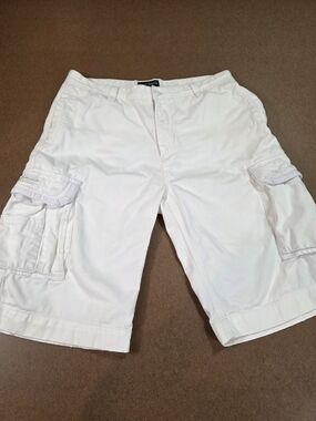 Nautica Cotton White Men's Cargo Shorts with Multiple Pockets 34